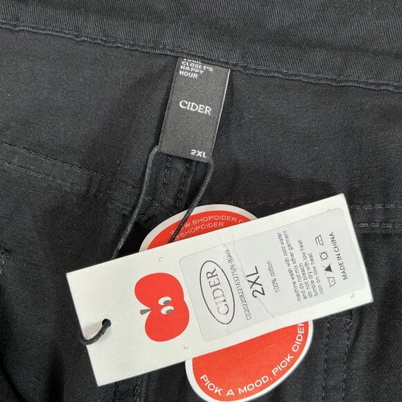 Cider Women's Size 2XL Black Wide-Leg Pants Colorful Flower Print - Picture 3 of 10